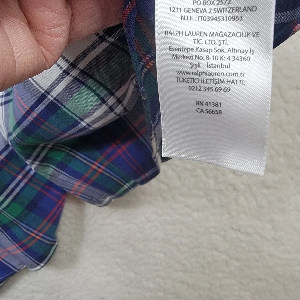 Ralph Lauren Button Down Shirt Mens 3XB Plaid Long Sleeve Cotton Big & Tall